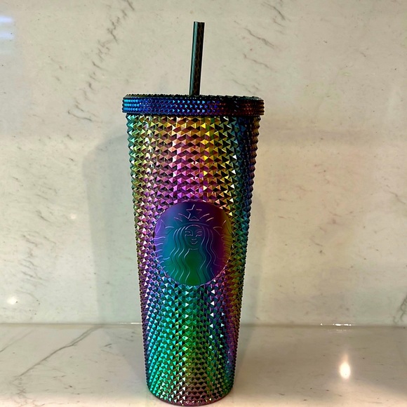 Starbucks Other - NWT Starbucks Rainbow 🌈 Metallic Oil Slick Bling Studded Venti tumbler